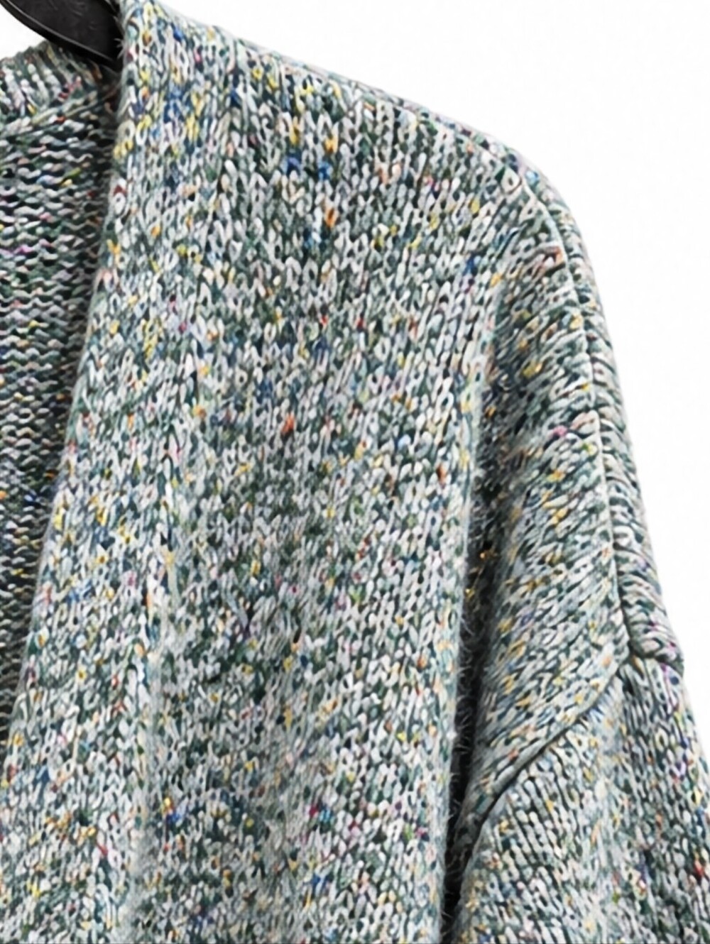 LOFT Chunky Confetti Knit Open Front Cardigan Sweater Green XL - Picture 9 of 9